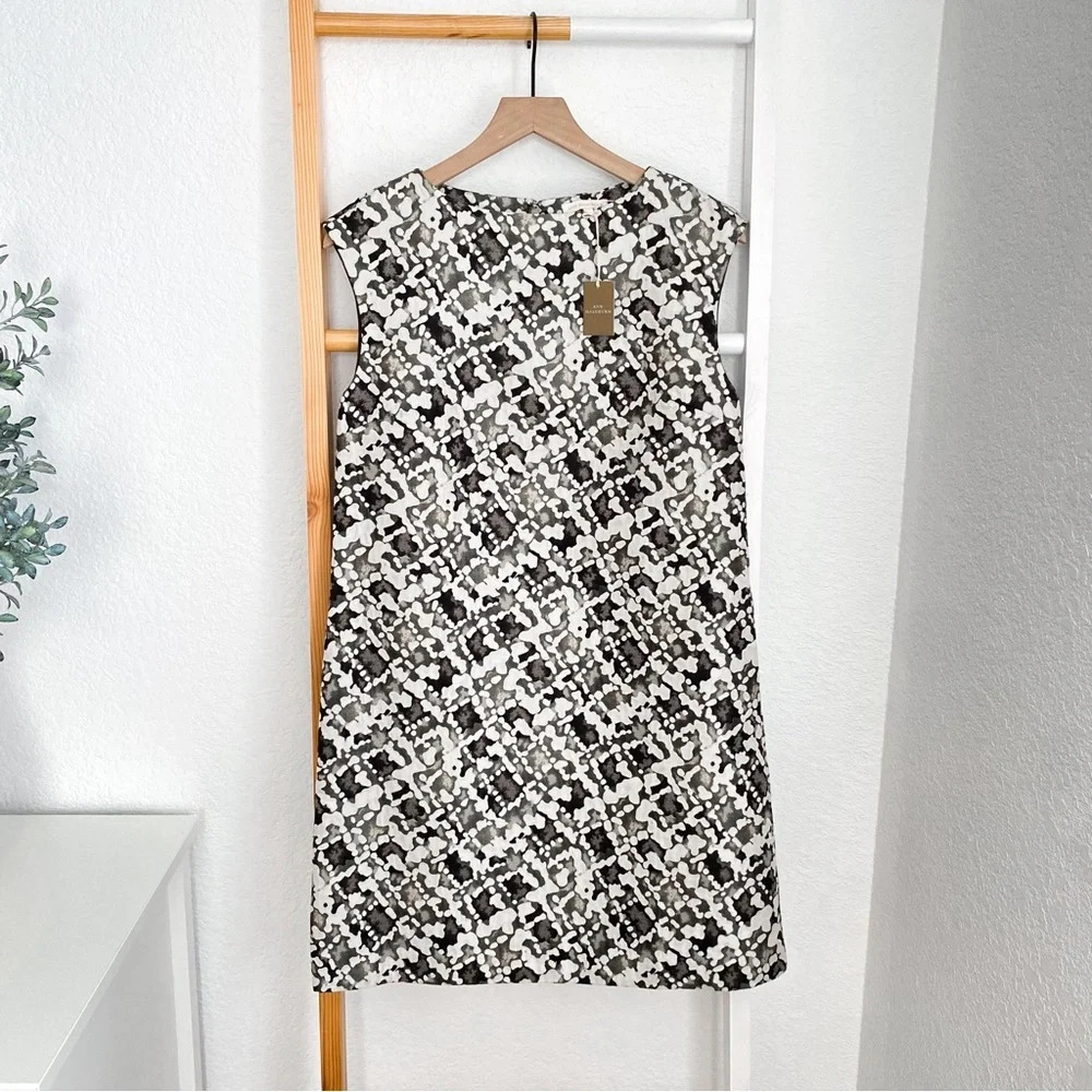 Ann Mashburn Suri Short Dress Green White Multi Abs Sleeveless Pockets NEW XS